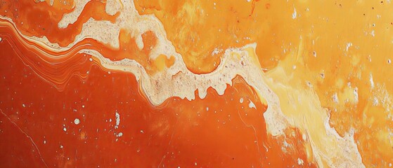 Wall Mural - vintage marbled texture on vibrant orange background – retro artistic pattern with warm tones, seaml