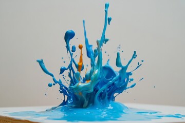 Aufkleber - A dynamic splash of striking blue paint on a stark white canvas, captured in motion. This single-color splash signifies creativity and bold artistic expression.