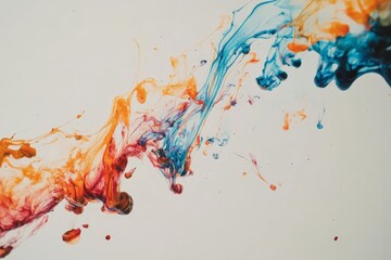 Aufkleber - An artistic abstract image showcasing a flow of paint with blue and orange hues, creating a sense of fluidity and harmony, embodying creativity and emotion.