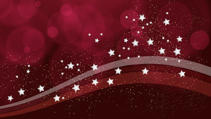 red bokeh background design with gold glitter and stars wave