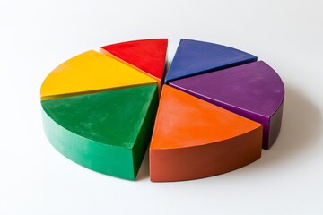 Aufkleber - A vibrant pie chart uses bold colors to represent different segments, showcasing a mix of primary and secondary colors, perfect for infographic designs.