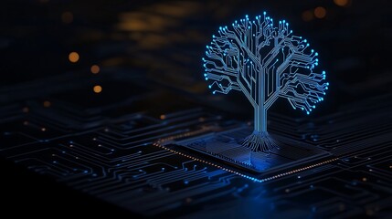 Canvas Print - glowing digital tree on circuit board. (1)