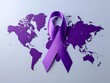 © Ryzel Husein - Awareness Purple ribbon on World map, for breast cancer awareness month, global data on breast cancer, World cancer day