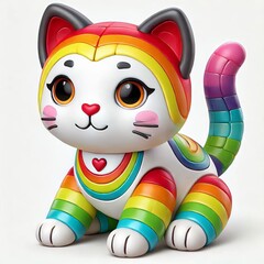 Sticker - toy cat on white 