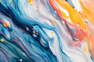 Aufkleber - A mesmerizing mix of blue and orange fluid art creates a swirl of energetic movement and creativity, making it ideal for dynamic and artistic themes.