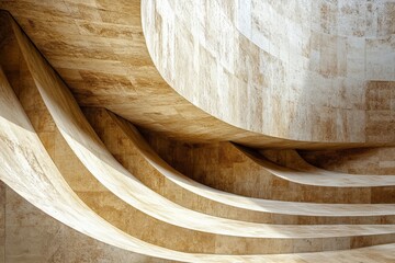 Aufkleber - This striking image presents a modern architectural marvel with its sweeping stone curves, texture, and natural light, blending timeless beauty with structural ingenuity.