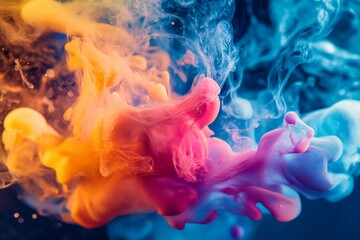 Aufkleber - A vivid and colorful image of ink clouds swirling and blending in water, forming intricate patterns and capturing the dynamic interplay between colors and motion.