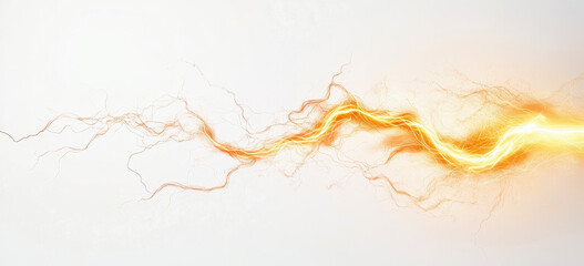 Wall Mural - bright yellow lightning light effect on a white background