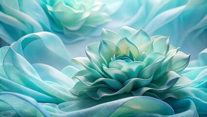 Wall Mural - Serene Teal Flower on Soft Draped Fabric A Study in Texture and Light