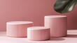 © ntpscl - Showcasing Minimalist Fluted Podiums Interior Space Product Photography Soft Pink Environment Aesthetic Concept