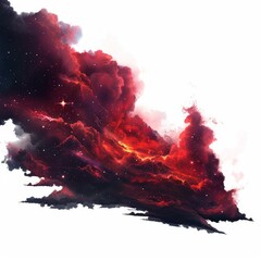 Wall Mural - vivid red nebula cloudscape with bright stars shining, creating a breathtaking cosmic scene