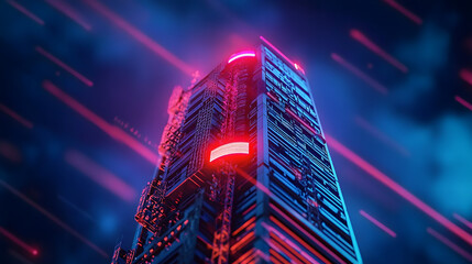 Wall Mural - cyber security tower - securing data and information