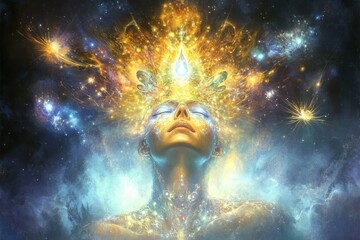 Wall Mural - Artistic representation of a spiritual entity reaching the divine.