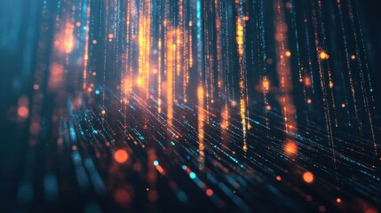 abstract data transmission visualization. big data code representation. glittering dust of lights. g