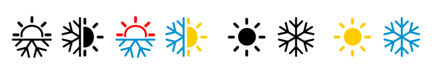 hot and cold symbol. sun and snowflake all season concept logo