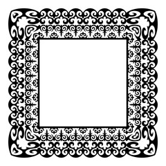 Wall Mural - Square oriental monochrome frame. Ethnic Square frame of the Turkic peoples, Kazakhs, Kirghiz, Uzbek, Mongols. Workpiece For plate decoration, textile, embroidery, sandblaster. Ancient Turkic ornament