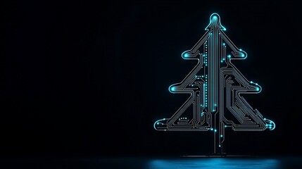 Canvas Print - futuristic glowing circuit board christmas tree.