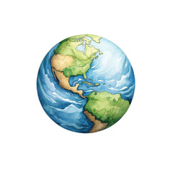 Detailed Watercolor Globe of the Earth