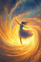Wall Mural - ethereal energy envelops a dancing silhouette in a captivating display.