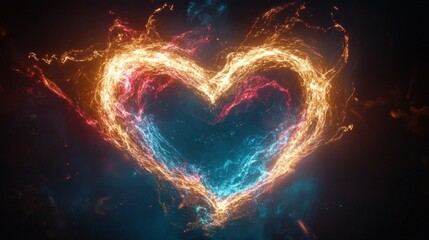 Wall Mural - a radiant heart composed of golden energy.