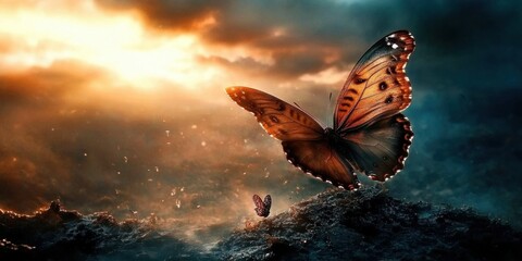 Wall Mural - a fusion of abstract art and the symbolism of love captured in a butterfly design.