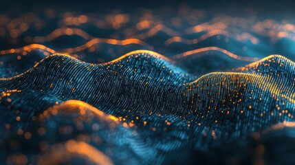 Stream of encoded data. Abstract digital code visualization. Artificial intelligence and machine learning. Big data code representation.