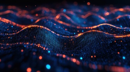 Stream of encoded data. Abstract digital code visualization. Artificial intelligence and machine learning. Big data code representation.