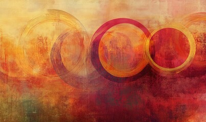 Poster - A painting of two circles with a red background