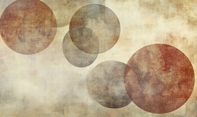 Poster - A painting of circles with a brown background