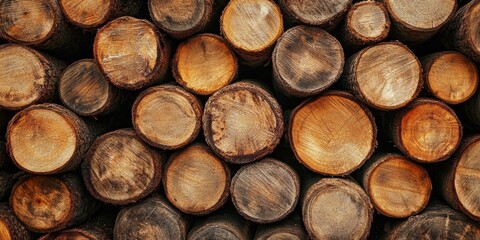 Leinwandbilder - A collection of cut wood logs stacked in a natural setting, showcasing the beauty of wood logs in a forest environment. This image highlights the texture and arrangement of wood logs.