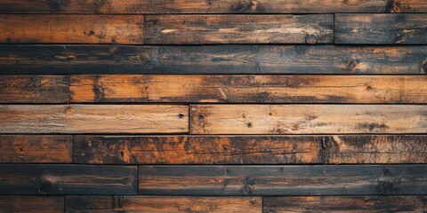 Poster - Horizontal wooden boards create a beautiful wooden background, perfect for various design projects. This wooden background adds warmth and texture, making it ideal for creative purposes.