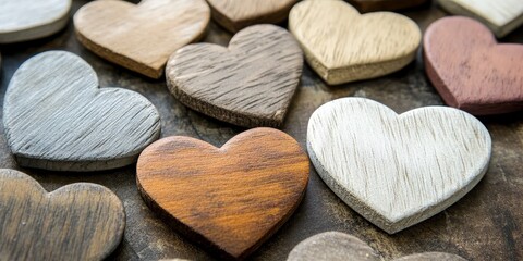 Aufkleber - Rustic wooden hearts create a charming and warm aesthetic, perfect for greeting cards. These wooden hearts in a rustic style add a unique touch to any greeting card design.