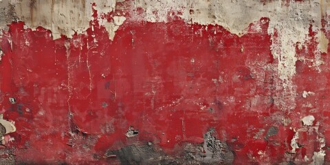 Poster - Vintage red paint adorns a concrete floor, showcasing a unique vintage red paint texture that adds character and charm, perfect for backgrounds and design projects featuring vintage aesthetics.