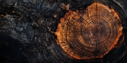 Aufkleber - Closeup of an ancient cut tree showcasing intricate textures and patterns, highlighting the beauty and history of the ancient tree s rings and surface details for a stunning background.