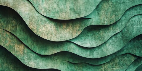 Aufkleber - Close up of a green abstract pattern texture on cardboard. This unique cardboard texture features a retro feel, resembling old paper and vintage blank wallpaper for creative projects.