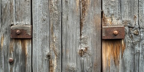 Poster - Detailed close up of an old wooden building, showcasing the texture and character of age in the fragment, highlighting the unique features found in the wood and design of the building.