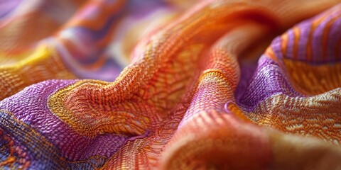 Poster - Textile texture in macro view showcases intricate patterns and details. This macro textile texture highlights the unique characteristics and visual appeal of fabric design.