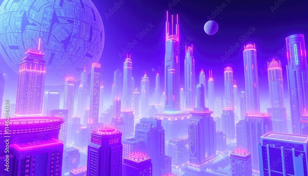 4K HD Wallpapers Neon-Purple Alien City With Transparent Skyscrapers ...
