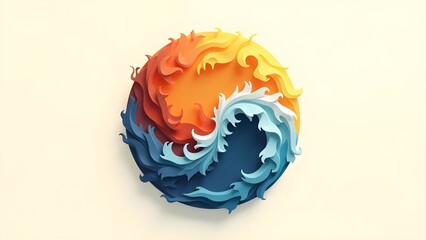 Wall Mural - A yin-yang concept of fire and water swirling together in harmony