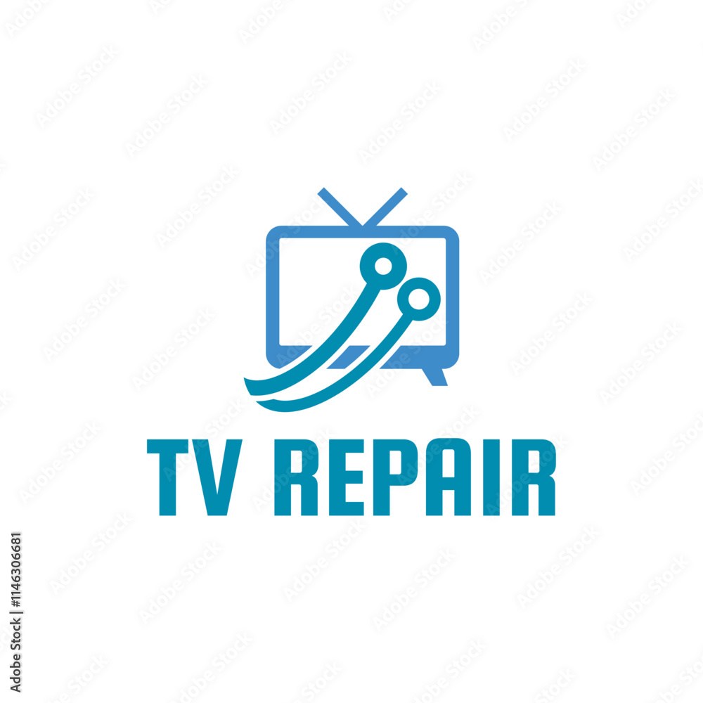 TV Repair Logo. TV Service Logo Template Design Vector