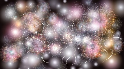 Wall Mural - beautiful fireworks and glitter bokeh lighting effect colorfull blurred abstract background for anni