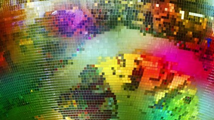 Wall Mural - coloured mirror ball. colourful revolving mirror ball.
