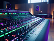 © zphoto83 - High-tech recording studio with colorful mixing console and professional sound equipment