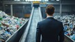 © Johannes - Businessman watching plastic on conveyor belt in recycling plant