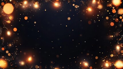 Wall Mural - christmas background with lights and free text space. christmas lights border. glowing colorful chri
