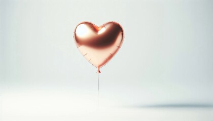 Wall Mural - heart shaped rose gold balloon on white background