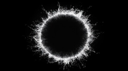 Aufkleber - A circular splash effect resembling a halo against a black background.