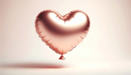 Wall Mural - heart shaped rose gold balloon on white background