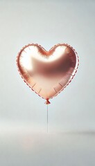 Wall Mural - heart shaped rose gold balloon on white background