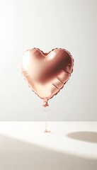 Wall Mural - heart shaped rose gold balloon on white background
